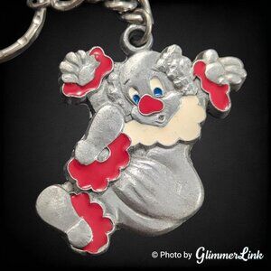 Vintage 1988 Rawcliffe Pewter Clown Keychain with Enamel Accents